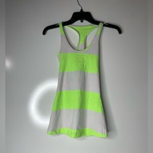 Lululemon Tank Top Womens 4 Cool Racerback Neon Striped White Athletic Luxtreme.